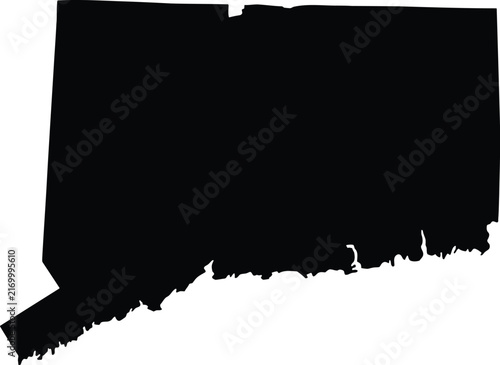 Foto Connecticut map silhouette, black state vector icon