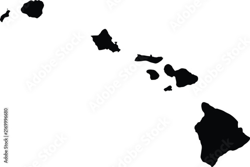 Foto Hawaii map silhouette, black island chain vector