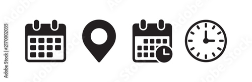 Vector calendar and location pin icons for event planning and scheduling purposes.