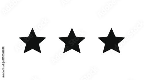 Three black stars are displayed in a row against a plain white background, symbolizing rating or achievement.