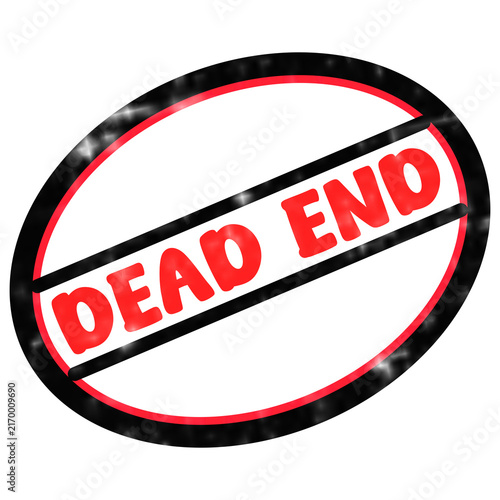 Foto Dead end rubber stamp illustration, red and black oval warning seal, finality an