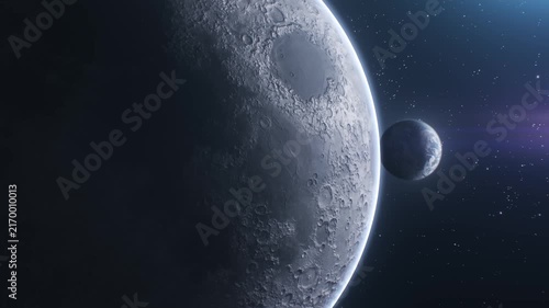 Cinematic Camera Flyby Revealing Earth from Behind the Moon