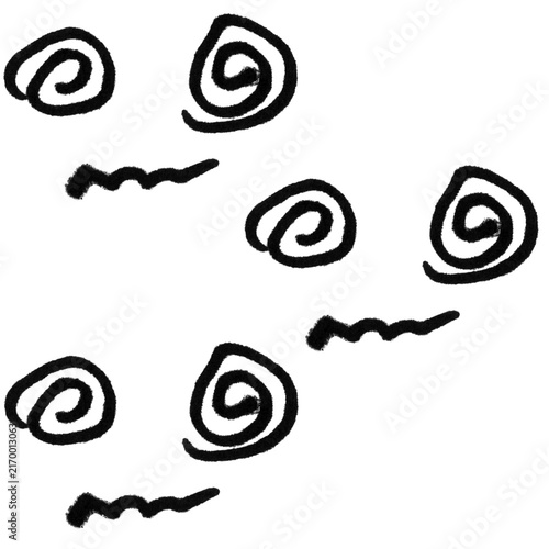 Black and White Dizzy Face Doodle, Three Cartoon Spiral Eyes Hand Drawn Sketch with Wavy Mouth Minimalist Vector