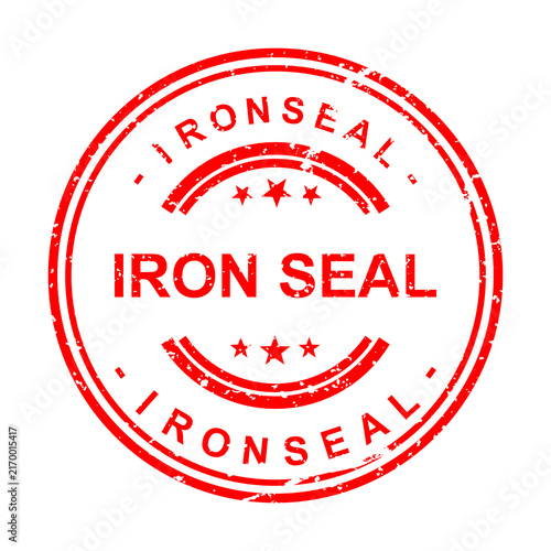 Red vintage iron seal stamp with text iron seal illustration