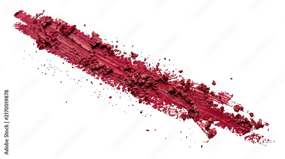 Fototapeta premium Smudged deep red lipstick or cosmetic powder smear isolated on transparent background