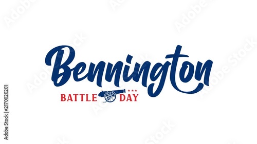 Bennington Battle Day text animation with cannon. Historical Event United States. Suitable for Bennington Battle Day Birthday Pata 16th August. Alpha channel 4k