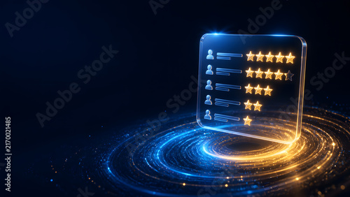 customer feedback list shows star ratings and user icons for review evaluation panel system design