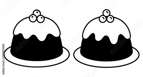Foto Two simple black and white line art illustrations of traditional christmas puddi