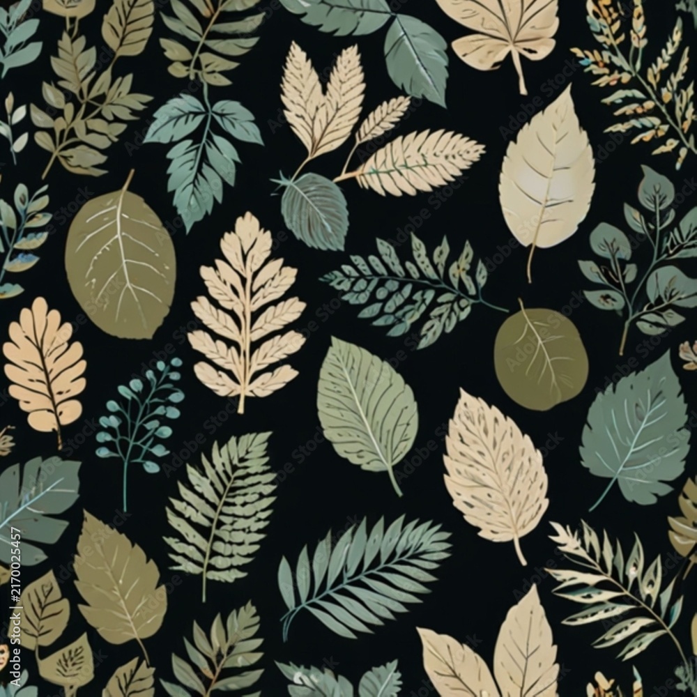 Seamless Botanical Leaves Pattern
