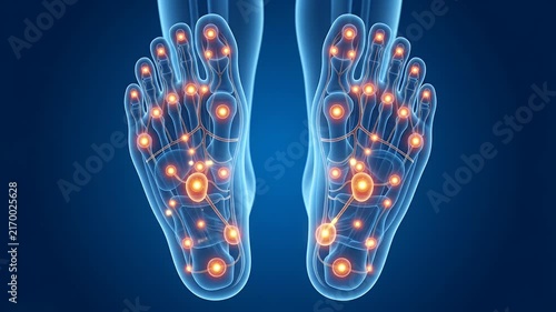 Human Foot Reflexology Nerve Points Anatomy Medical Visualization