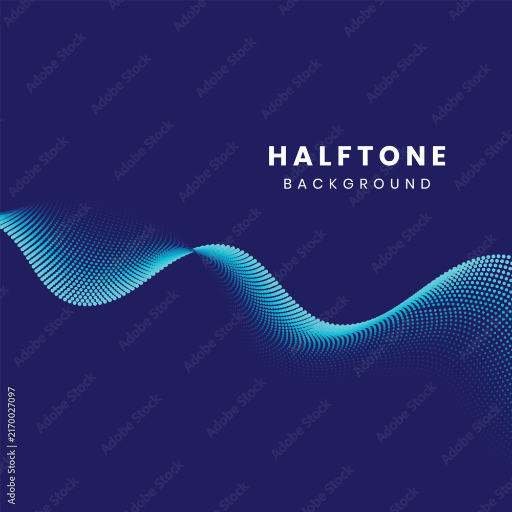 Fototapeta premium Abstract Blue Halftone Wave Background