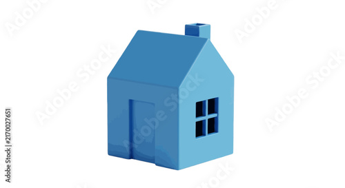 Vector illustration of 3d render of a simple blue house model on a transparent background