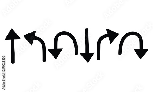 Bild auf Leinwand A set of handdrawn black arrow icons pointing in different directions including