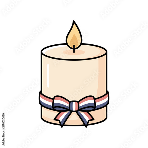 Watercolor Candle for Independence Day and Patriot Day Celebrations