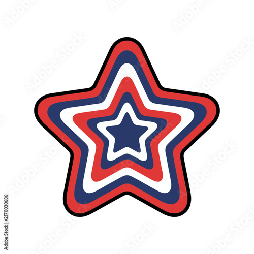 Vivid watercolor star with red, white, and blue colors for patriotic celebrations or Independence Day