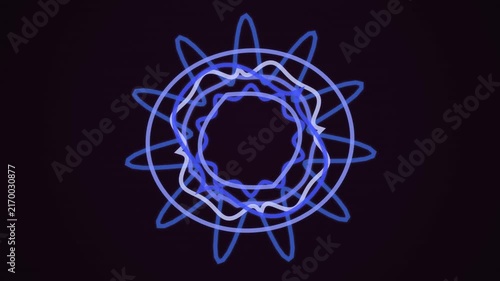 Abstract blue glowing sound wave circle animation on dark background