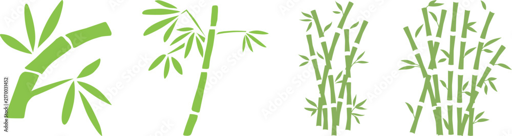 Fototapeta premium Bamboo, sugarcane vector icon set, in glyph style designs elements, sweeteners for drinks. leaves, sugar ingredient stem. Design elements for social network and application. on transparent background.