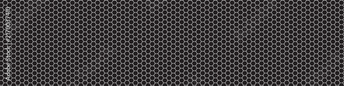 Seamless lace mesh pattern. Delicate white openwork net with small hexagonal cells on dark black background. Vector design for fabric, wallpaper, packaging, invitation and elegant print.