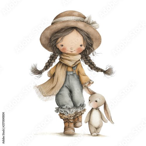 little girl with a doll