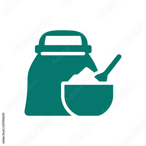 Teal Bag and Bowl Ingredient Icon Illustration