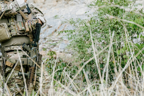 Konstfotografi Outdoor soldiers jungle soldiers soldiers duty alert focused resilient standing