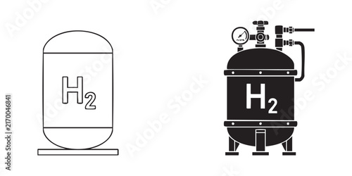 Fotografía Hydrogen energy storage tank H2 gas container equipment industrial concept vector