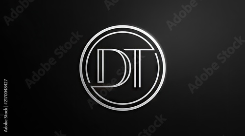 Naklejka Circular DT monogram logo with geometric lines.