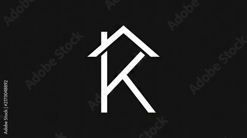 Tapety artystyczne Thin line house letter K monogram logo.