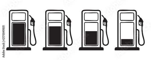 Foto Gas station fuel level indicator icons set showing different quantities from full to empty tankage