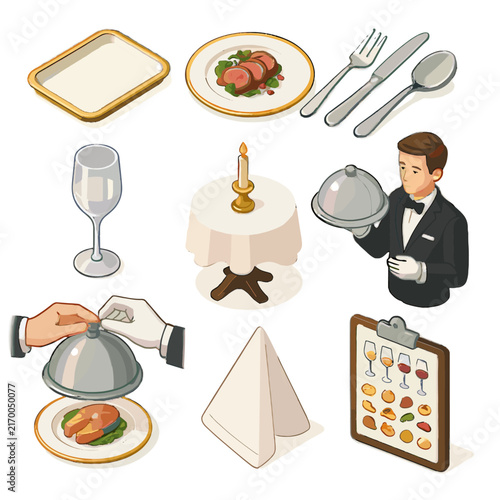 Chart silver icon dining tray vector plate wine gourmet icons moment table