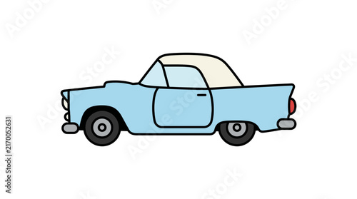 Light blue vintage hardtop car profile icon.