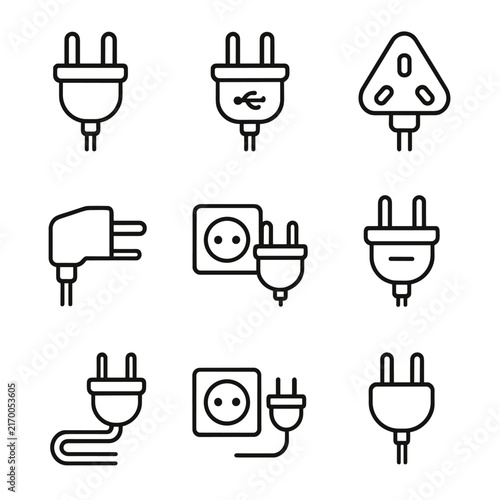 Minimalist cable vector power fused long shape beside icon modern plug