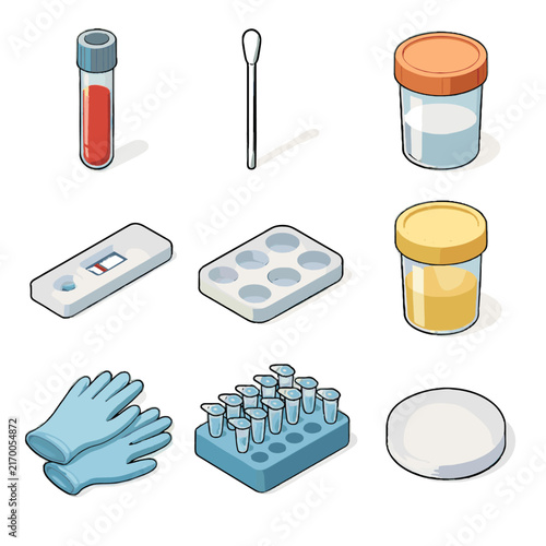 Test cotton tray pad medical tube sample vector icon strip testing icons