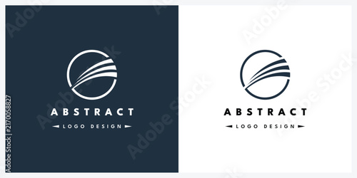 Minimalist circular abstract logo icon design with curved lines for modern branding identity.