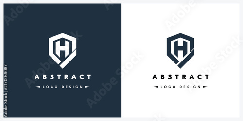 Letter H shield logo design, modern geometric emblem for corporate branding identity.