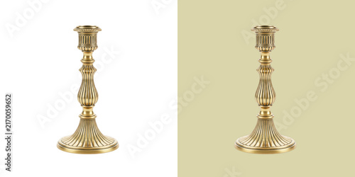 Canvas Print Elegant Vintage Antique Brass Candlestick Holder for Home Decor