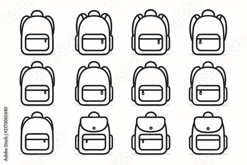 Fold curved backpack outline base icon shadow vector dot minimalist icons ring