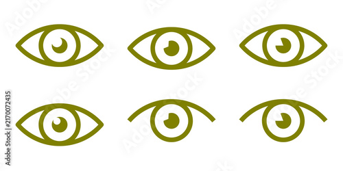 Fotografía Olive Flat Eye Icon Set Isolated on Transparent Background PNG Vision Sight Vect