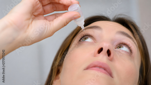 Woman Using Artificial Tears for Dry Eye Relief