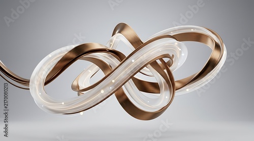 Modern LED chandelier with bronze finish and glowing light loops on grey background