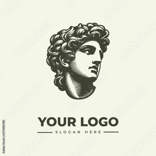 Elegant classical sculpture head illustration for a professional brand logo design.