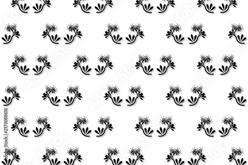 Fotografie Minimal botanical pattern, spoon shaped clover leaves and wildflowers on high co