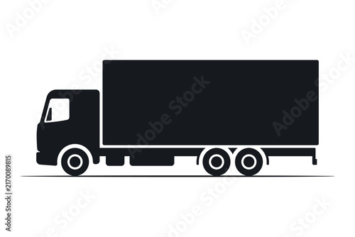 Truck icon. Black silhouette. Side view. Vector simple flat graphic illustration. Isolated object on a white background.