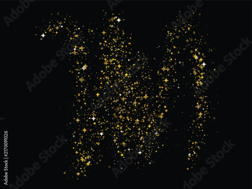 Gold glitter particles and stars