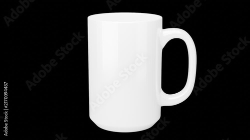 15 oz White Rotating Mug Video Mockup on Transparent Background