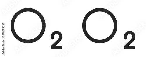 Foto A simple graphic representation of the chemical symbol for oxygen O2 is displaye