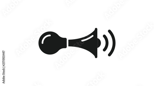 Vintage air horn icon with black silhouette design featuring bold lines and classic bulb shape style