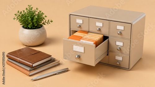Modern Desk Organizer with File Folders and Office Stationery for Efficient Workspace