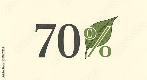 Seventy percent discount sign with green leaf icon for eco friendly retail sale promotion