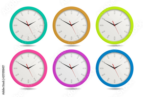Fotografie Colorful clocks on transparent background for web design